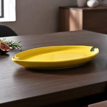 Imagem de Prato Bandeja Petisqueira Melancia Laranja Melancia Pera Morango Mamão Cerâmica (Limão Siciliano)