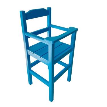 Imagem de Cadeira Papinha Para Bebê Com Trava Fixa Em Madeira Maciça - Azul - Azul