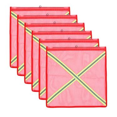 Imagem de Luocute 6pcs Bandeiras de Segurança Vermelhas, Sinalizadores de Carga de 18x18 Polegadas de Grande Porte Com Loop de Arame Lateral único Faixa Refletiva, Adequada para Transporte de