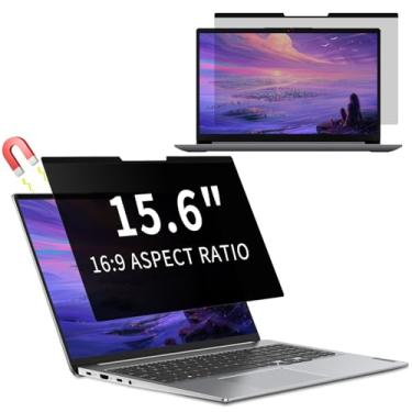 Imagem de KiimLaa Filtro magnético removível de privacidade para monitor de laptop de 15,6 polegadas 16:9, antiespião, antirreflexo, película bloqueadora de luz azul para notebook 15,6" (351 x 204) mm