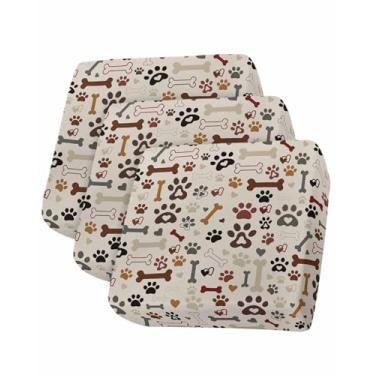 Imagem de Capas de almofada de sofá com estampa de pata de cachorro, capas elásticas individuais para sofá de 3 assentos, capas laváveis para sofá para cadeira, protetor de sofá para animais de estimação (3