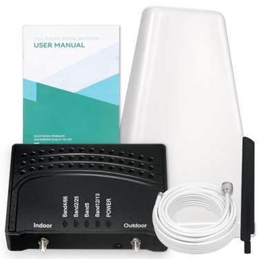 Imagem de Amplificador de celular para casa e escritório, até 2000 pés quadrados, impulsionador de sinal de celular com banda 66/25/2/4/5/12/13/17, Boost 5G 4G dados para todas as operadoras dos EUA Aprovado