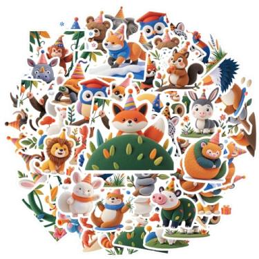 Imagem de 35 peças de adesivos de festa de celebração de animais faça-você-mesmo adesivos festivos para mala, geladeira, telefone, bagagem, laptop, guitarra, carro, adesivos, brinquedos, faça você mesmo