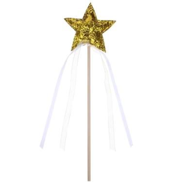 Imagem de Totority Star Fairy Wand with Ribbon Cosplay Stick for Parties Stage Performances and Dress-up Games Lightweight Accessory for Adults Gold