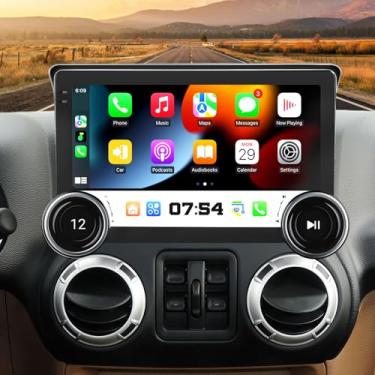 Imagem de Rádio para Jeep Wrangler JK 2007-2018 Compass Grand Cherokee Dodge Ram 1500 2500 3500 2009-2012 Atualização de rádio 8Core 4+64G CarPlay Android Auto 2K 10,1 polegadas Tela QLED Bluetooth AHD Câmera