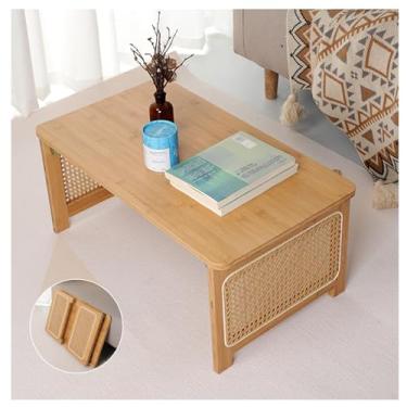 Imagem de Mesa de chão japonesa dobrável, mesa baixa de madeira maciça com pernas dobráveis, mesa dobrável japonesa para sala de estar, mesa de chão japonesa dobrável, mesa de centro dobrável para cama, sofá e