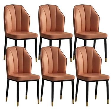 Imagem de Cadeira de jantar, cozinha, sala de jantar, móveis, cadeiras de jantar, conjunto de 6 cadeiras modernas de encosto alto macio para cozinha, sala de estar, cadeira lateral de couro PU à prova d'água