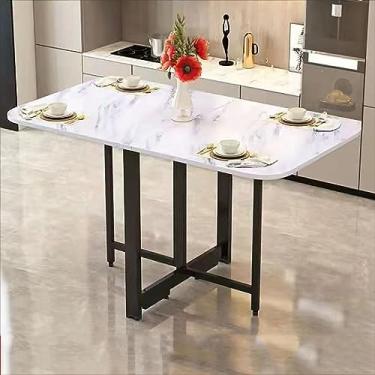 Imagem de Mesa de jantar dobrável de madeira maciça com design expansível multifuncional para economia de espaço para cozinha e sala de estar