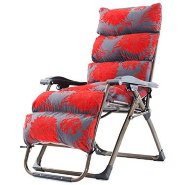 Imagem de Espreguiçadeira de jardim dobrável com gravidade zero e almofadas para pessoas pesadas, acampamento, praia, acampamento, portátil, suporte de 260 kg (cor, padrão de flor vermelha), flor vermelha.