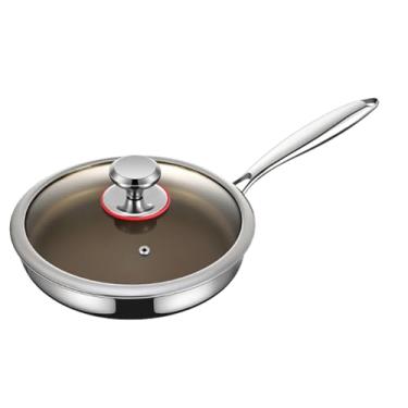 Imagem de Frigideira antiaderente - liga de titânio com cabo resistente ao calor | Frigideiras grandes antiaderentes - para fogão de indução elétrica, forno, omelete, ovo, casa, cozinha, restaurante