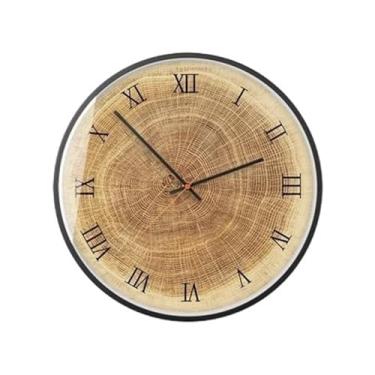 Imagem de Relógios de parede para casa relógio de parede sala de estar retro doméstico simples criativo grão de madeira ano todo relógio decorativo pendurado parede decorações de escritório em casa (cor: A