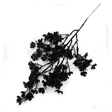 Imagem de Flores artificiais ramo branco flor falsa buquê longo decoração de casamento para sala de estar (cor: cinza) (H)