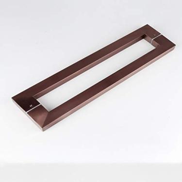 Imagem de Conjunto de maçanetas de vidro, puxador de barra dupla lateral de aço inoxidável resistente, puxador de porta de empurrar de loja quadrada, puxador retrô traseiro para porta de celeiro de madeira de