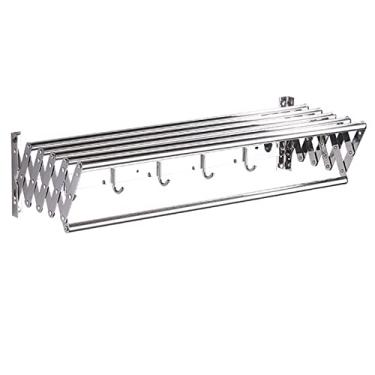 Imagem de Suporte de toalha dobrável para secadora de roupas, toalheiro montado na parede com ganchos, no quarto e no banheiro