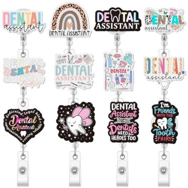 Imagem de Geyoga 12 peças porta-crachás retráteis para assistentes dentários com clipe para assistentes sociais, dentista, voluntário, médico, enfermeira, colega de trabalho