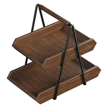 Imagem de DimyFew Bandeja para Frutas, Bandeja para Lanches, Travessa para Frutas, Suporte para Legumes, Bandeja de Madeira com Alça Prática para Organização Da Cozinha, Castanho escuro S