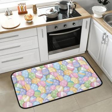 Imagem de Tapetes e tapetes de cozinha ovo de páscoa super absorvente tapete de cozinha antiderrapante confortável tapete lavável para chão casa escritório pia sala de estar lavanderia decoração 99 x 50 cm (ovo