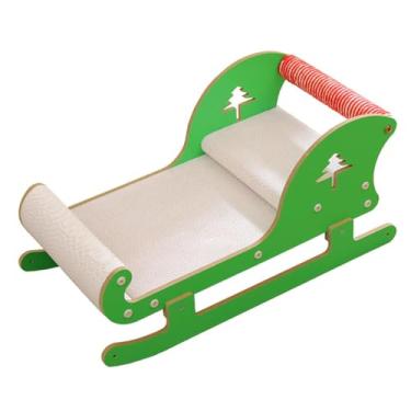 Imagem de FJMQHU Cama E Arranhador para Gatos em Formato de Trenó de Natal, Protetor de Móveis, Confortável para Descansar E Brincar, 59,4 X 29,8 X 27,9 Cm