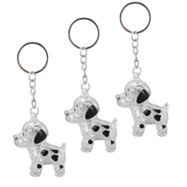 Imagem de Semme Chaveiro Coletor de Pelos de Cachorro, Garrafa Transparente de 4,5 Cm Com Tampa de Encaixe Segura para Armazenamento de Pelos de Animais de Estimação, Lembrança Memorial (Cachorro malhado preto)