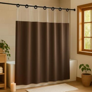 Imagem de Cortina Para Box de Banheiro em PVC Impermeável Antimofo com Visor Transparente - 1,38 x 2m (AVELA)