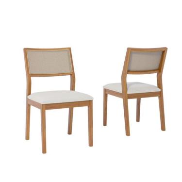 Imagem de Conjunto com 2 Cadeiras Oiti Linho Cru e Madeira