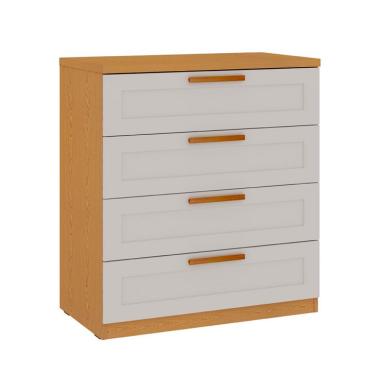 Imagem de Cômoda 100% MDF Madri 6 Gavetas Branca e Cinamomo