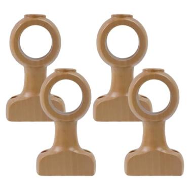 Imagem de HEVSTIL Suportes de varão de cortina de madeira – Pacote com 4 suportes de cortina de madeira natural de 35 mm – Para cortinas transparentes e pesadas – Inclui parafusos e âncoras