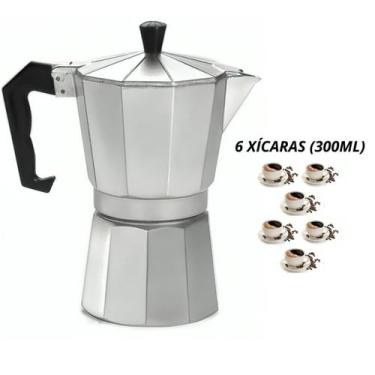 Imagem de Cafeteira Italiana Alumínio 3/6/9 Xícaras Aço Decorada Top Cafeteira R