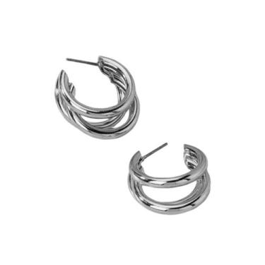 Imagem de Brinco Argola Prata Três Fios Feminino - StuffGirls, Prata