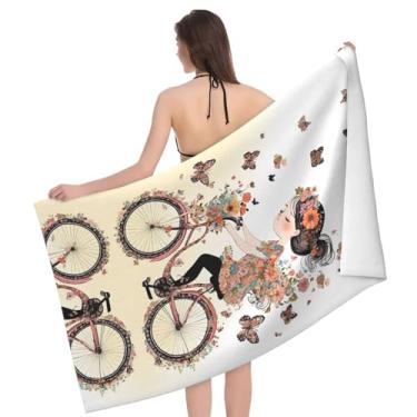 Imagem de ZERAOKE Toalha de praia feminina com estampa de borboletas de bicicleta grande 81 x 132 cm, secagem rápida, à prova de areia, toalha de banho e piscina para adultos, nadadores, presentes