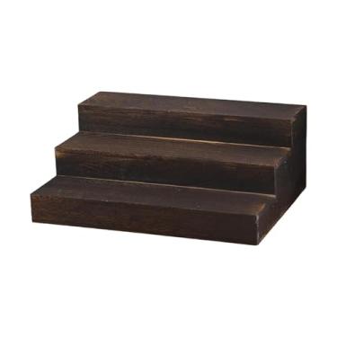 Imagem de MotiveTech Suporte de madeira maciça para exibição de cupcakes, figuras colecionáveis ​​e outros objetos de decoração. Prateleira de mesa com 3 níveis. Ideal