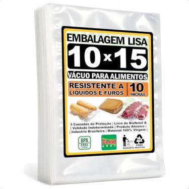 Imagem de Saco a Vácuo Liso Sem Ranhuras [10x15 cm] [10 Micras] [100 Unidades] - Para Seladora de Câmara e Bico - Embalagem Profissional Resistente Reforçada Alimentício BPA Free