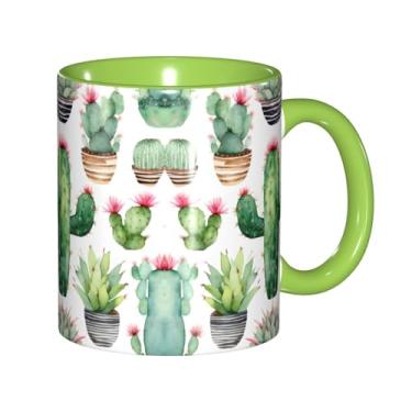 Imagem de Flamingo Plantas Suculentas Impressão Criativa Canecas de Café, Personalizadas, Presente para Família, Tamanho 325 ml, Unissex