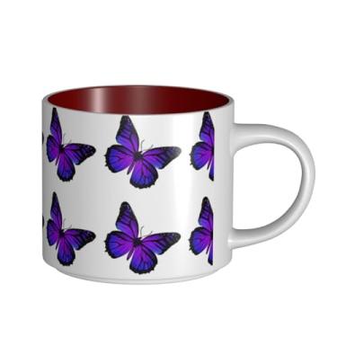 Imagem de ZERAOKE Borboletas - Caneca grande de cerâmica impressa para café, capacidade grande para escritório e casa, pode ser lavada na lava-louças, design com alça em C.