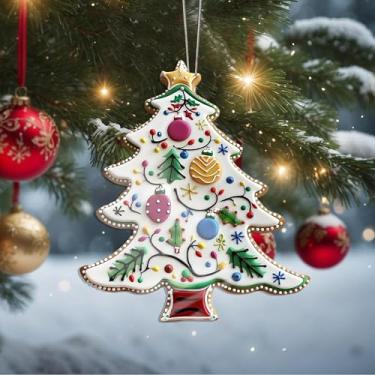 Imagem de Enfeites de Natal, árvore de cristal, enfeites de árvore de Natal feitos à mão, decoração de carro e casa - presentes de Natal, decoração de artesanato em acrílico, ideias de troca de presentes para