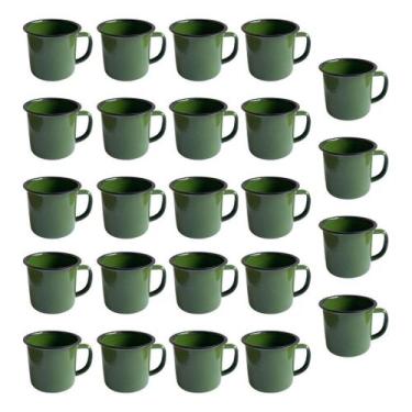 Imagem de Kit 12 Canecas Esmaltada Verde Pequena Mini 80ml Chá Café - Leão Verde