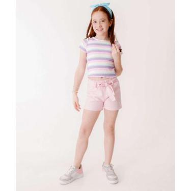 Imagem de Short Infantil Textura Clochard Marisa Tam 4 a 10-26059, Rosa, 4