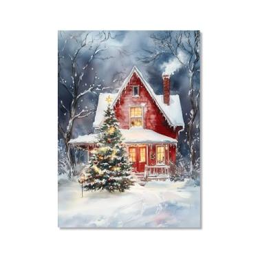 Imagem de Impressão de pôster de arte de parede retrô de Natal Papai Noel alce paisagem de inverno imagens de Natal para bar em casa pub cozinha café loja decoração de férias (SKU4,20,3x30,5 cm = (20 x 30 cm