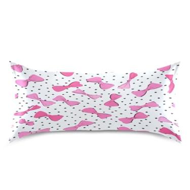 Imagem de xigua Fronha de cetim com bolinhas e laços para cabelo e pele, lavável na máquina, antiderrapante, refrescante, travesseiro, cama king size com fecho de envelope, 50,8 cm x 101,6 cm