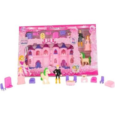 Imagem de Castelo Princesa Brinquedo Musical Infantil com Bonecas Personagens Acessórios Completo Meninas 3+ Anos Casa Boneca Grande Rosa
