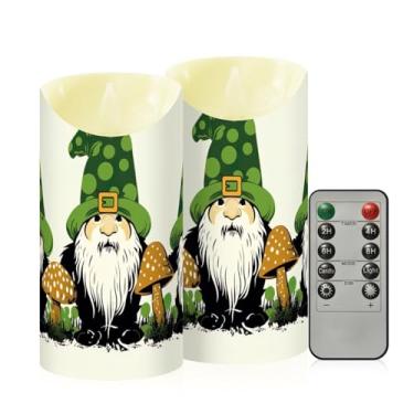 Imagem de Wassud Pacote com 2 velas de gnomos de fazenda sem chama com controle remoto, velas realistas cintilantes com temporizador, velas decorativas para Natal, casamento, festa, decoração de casa média