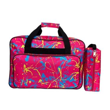 Imagem de Esquirla Bolsa de transporte para máquina de costura, tipo sacola, fácil de usar, estável e portátil, ideal para academia, viagens e camping, Rosa Vermelha