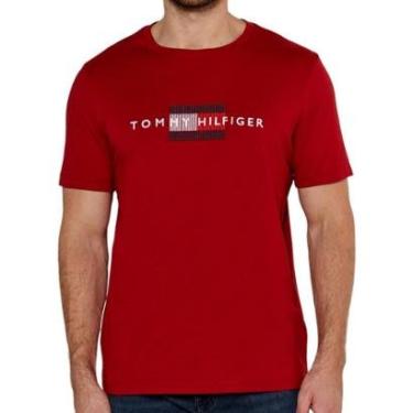 Imagem de Camiseta Tommy Hilfiger Logo Bandeira Bordado Vermelha-Masculino