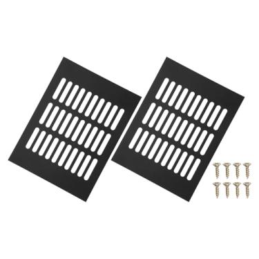 Imagem de PATIKIL 2 peças, capa de ventilação de porta de 20 x 15 cm, capa de ventilação de grade de alumínio com parafusos de montagem para porta de teto de armário de guarda-roupa, preto
