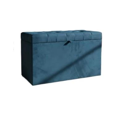 Imagem de Banqueta Decorativa Com EspaçO De Armazenamento - FáCil Acesso(AZUL AÇO,Pés em PVC)
