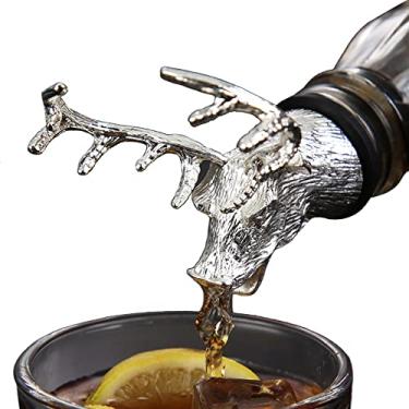 Imagem de Cañudo de Vino Aerador Metal Animal Whiskey Tapón Botella con Goma Silicona Liga Zinc Premium Acabamento Retro Superfície Lisa Previene Fugas Líquido Hermético Adecuado para Múltiples Botellas Desmont