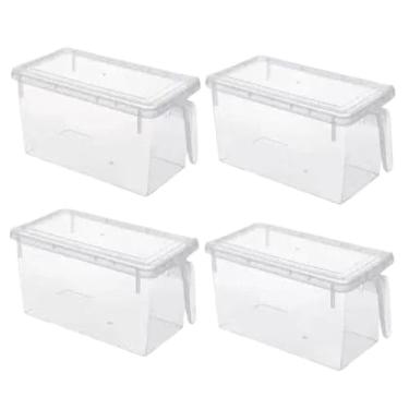 Imagem de Gaveta Para Armazenamento de Alimentos Com AlçAs de PláStico Transparente, Adequada Para Armazenar Legumes e Frutas.(TRANSPARENTE 4 PCS)