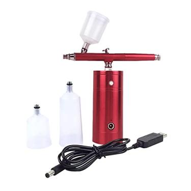 Imagem de Kit de compressor de ar recarregável portátil Kit de ar-escova de ar de ar de pintura Airbrush para Nail Art Tattoo Craft Bolo Névoa Pulverizador(A)