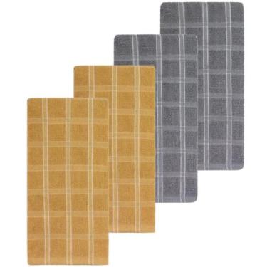 Imagem de Kit 4 Panos De Prato Camesa Chess 45 x 65 cm, Cinza-Bege