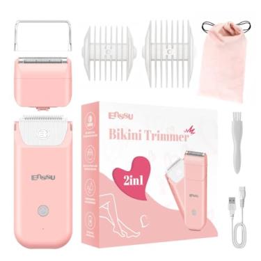 Imagem de ENSSU 2 em 1 Aparador de biquíni e barbeador corporal feminino com tecnologia Safe BladeLock, ultrafino e portátil, motor de 6000 RPM, carregamento rápido tipo C, à prova d'água IPX7, baixo ruído para rosto, biquíni, pernas e axilas